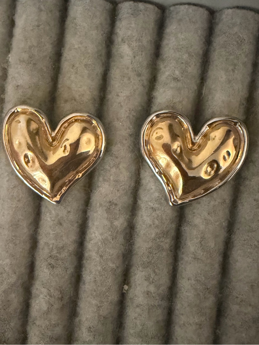 urban outfitters Stud Two Tone Gold Silver Chubby Heart Earrings